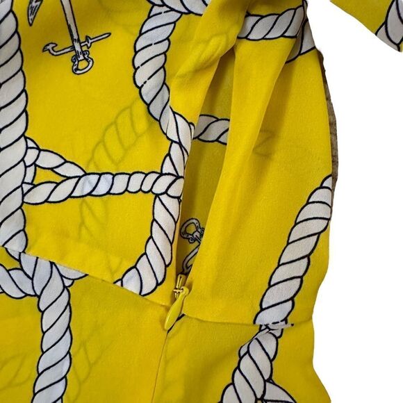 Cabi ~ Womens Nautical Yellow Sheer Blouse ~ side zip closure ~ tie front ~ sz S - Picture 7 of 12